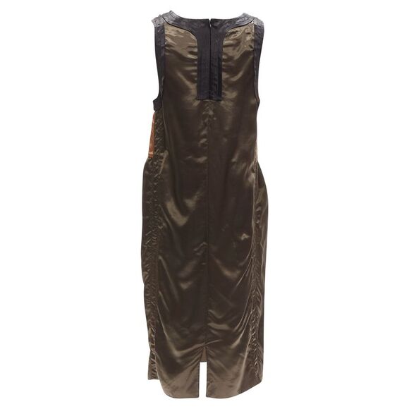 Marni bronze satin colorblocked sleeveless dress - Picture 5 of 6